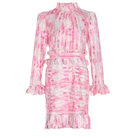 Stunning Feathered Ruffle Dress The Alessea - Picture 6 of 11